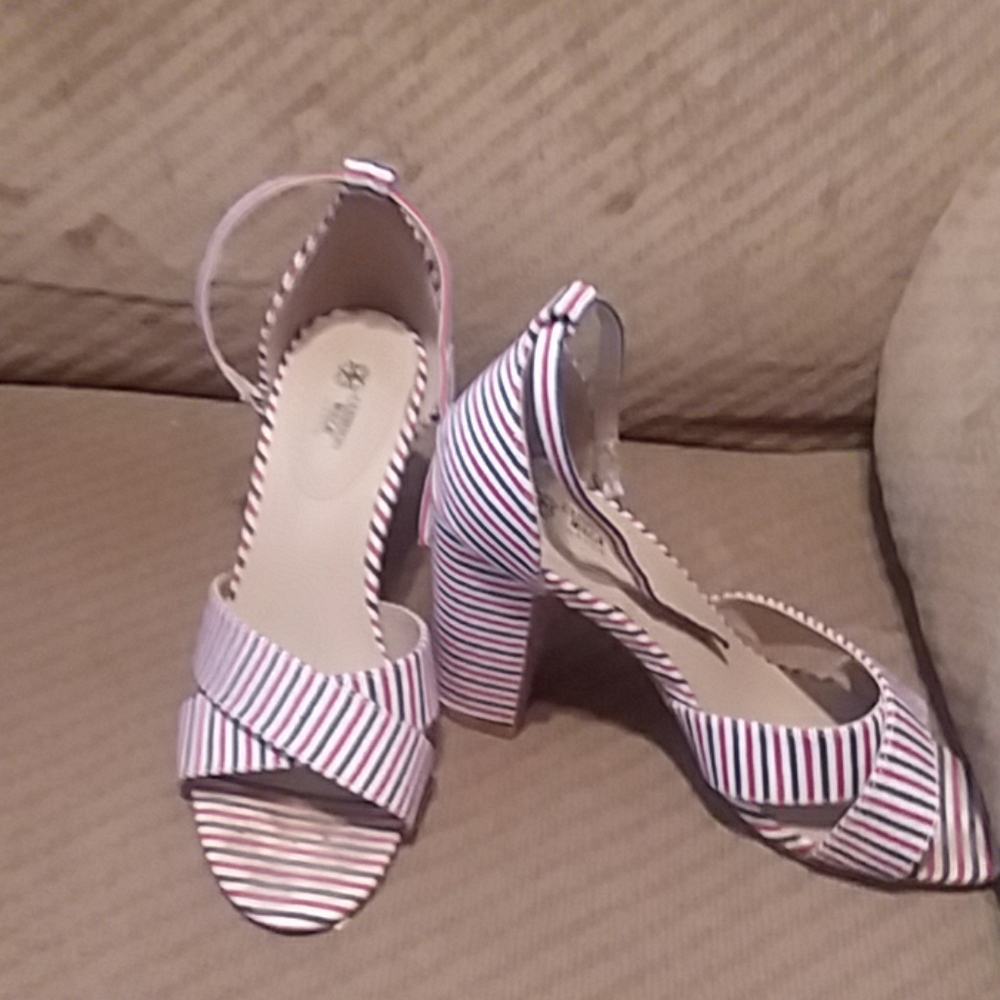 Red white and blue heels